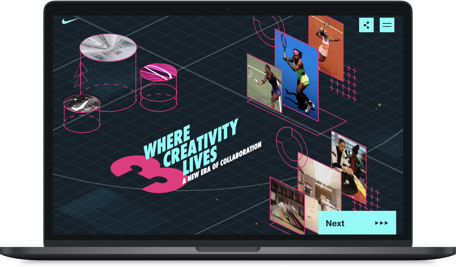 Serena Williams Building Website Mock-up on a laptop
